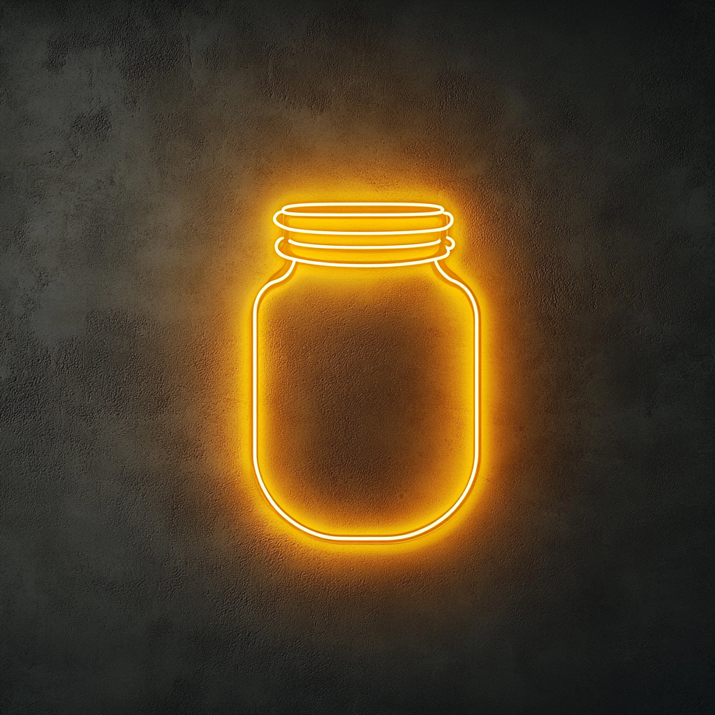 Honey Jar - Yellow Neon Sign, 24 Inches