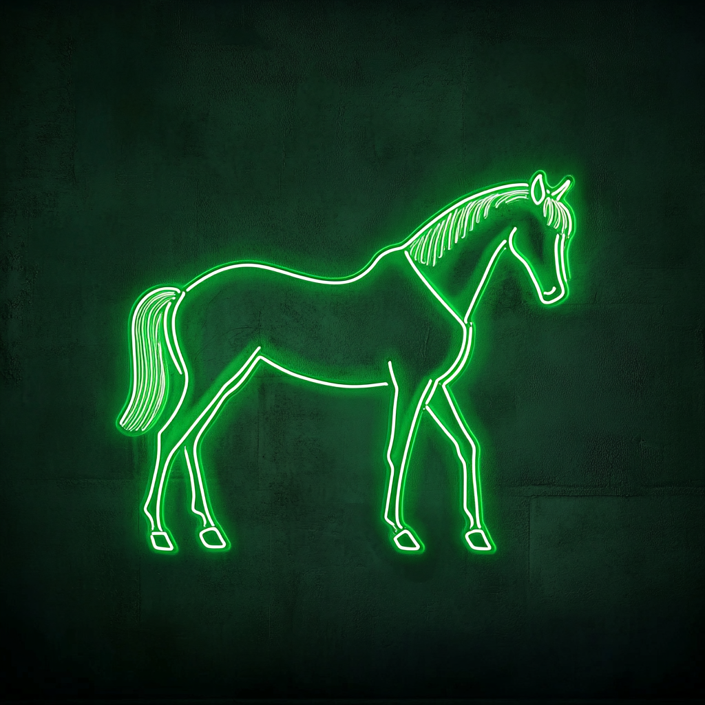 Horse - Green Neon Sign, 18 Inches