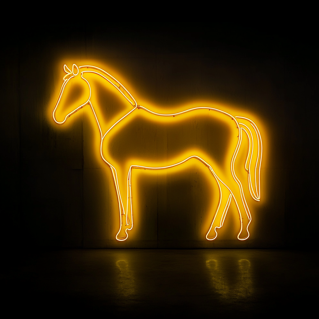 Horse - Yellow Neon Sign, 18 Inches