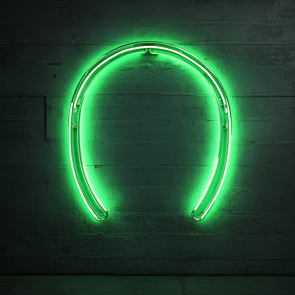 Horseshoe - Green Neon Sign, 24 Inches