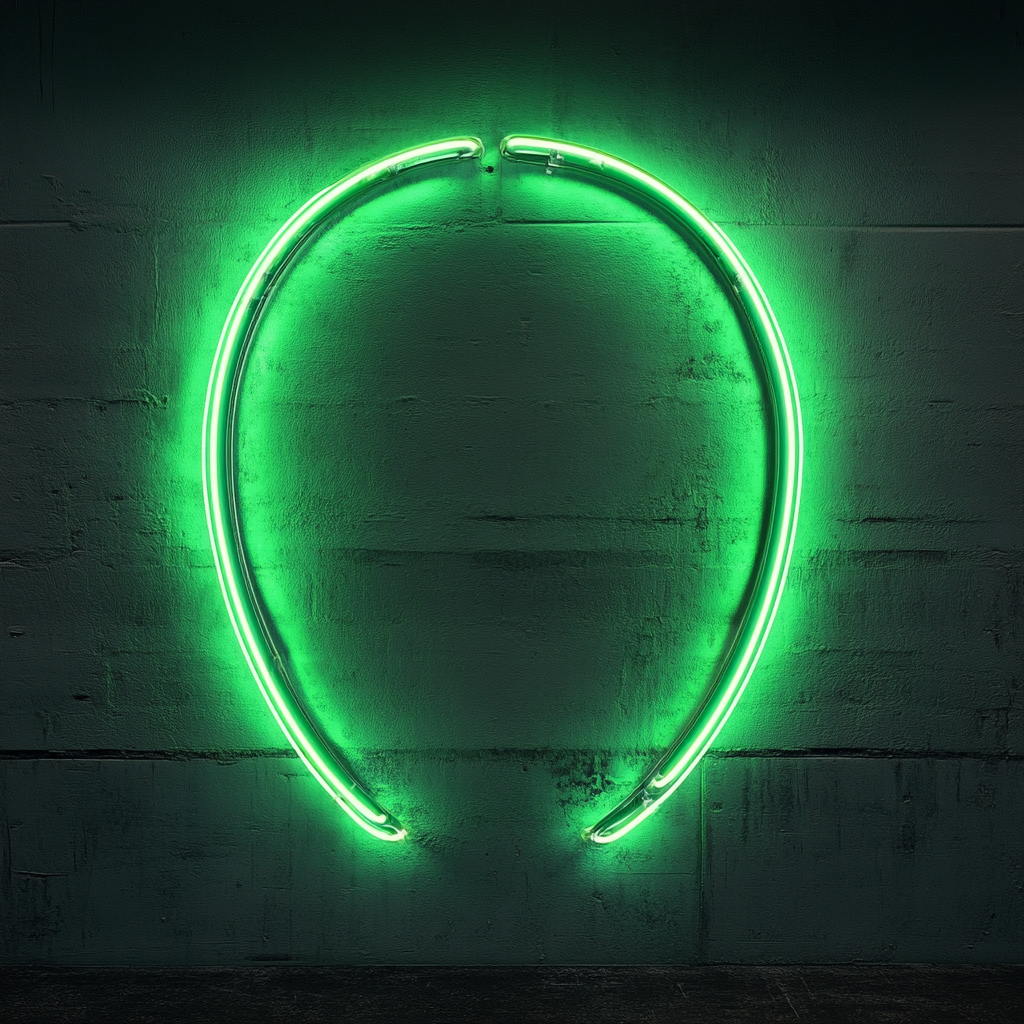 Horseshoe - Green Neon Sign, 24 Inches
