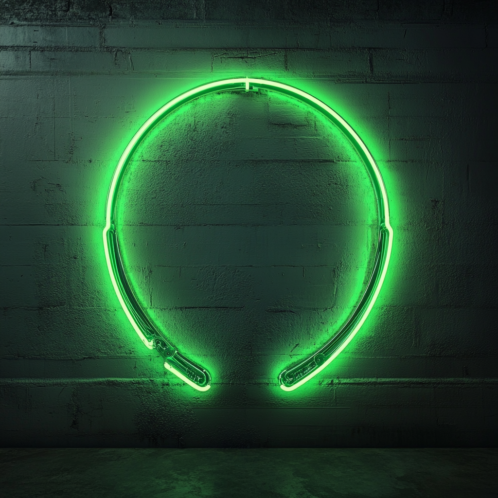 Horseshoe - Green Neon Sign, 18 Inches