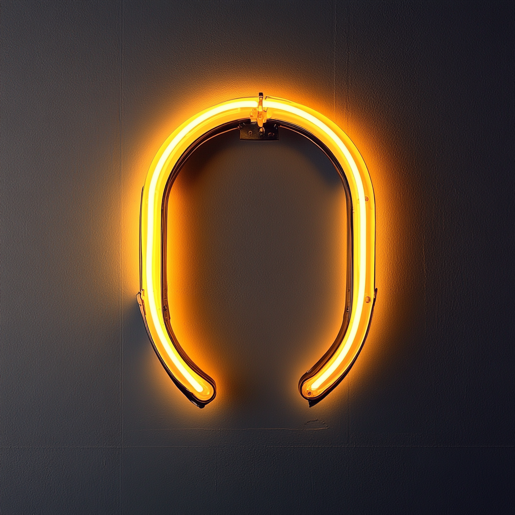 Horseshoe - Yellow Neon Sign, 18 Inches