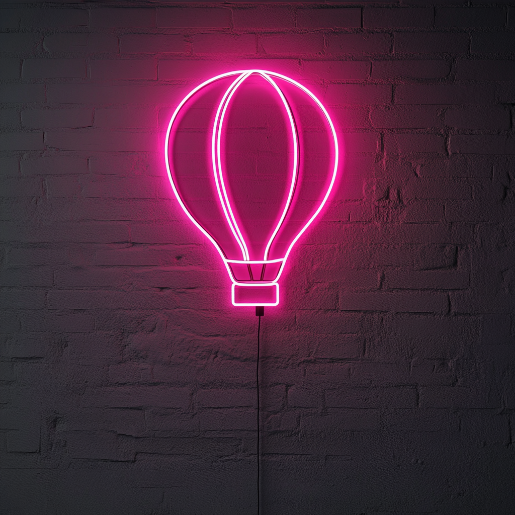 Hot Air Balloon - Pink Neon Sign, 24 Inches