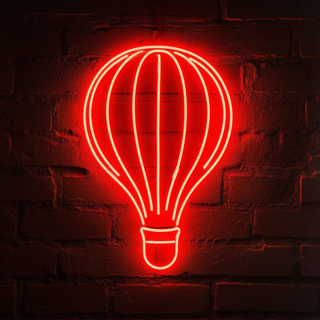 Hot Air Balloon - Red Neon Sign, 24 Inches