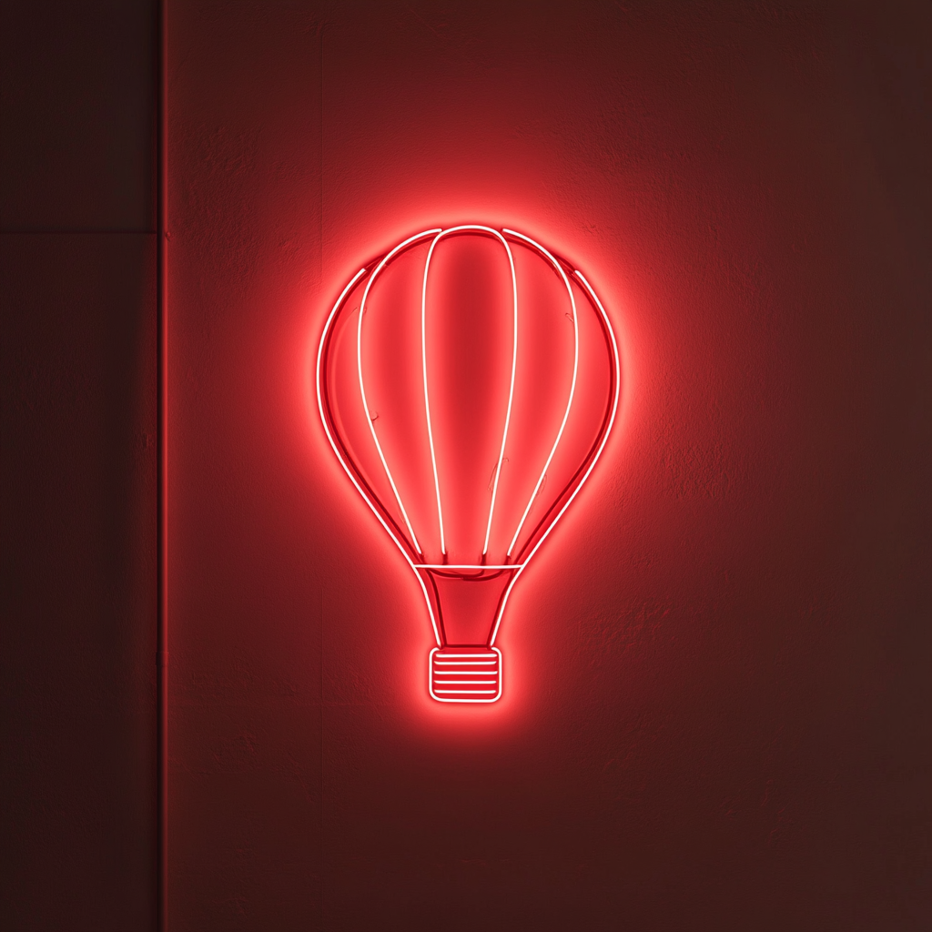 Hot Air Balloon - Red Neon Sign, 18 Inches