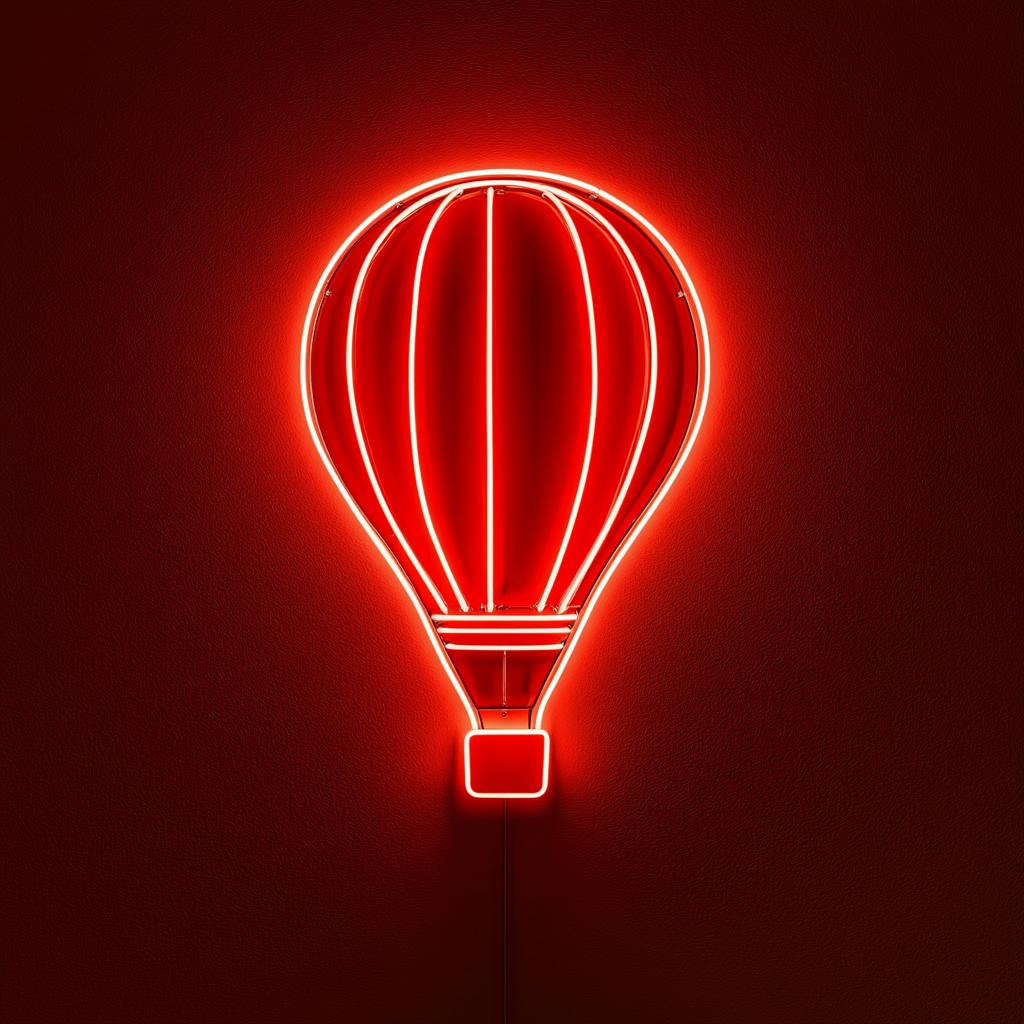 Hot Air Balloon - Red Neon Sign, 18 Inches
