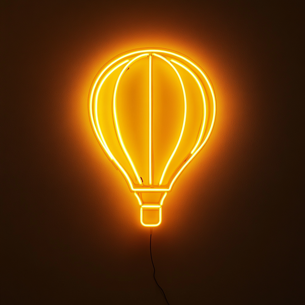 Hot Air Balloon - Yellow Neon Sign, 24 Inches