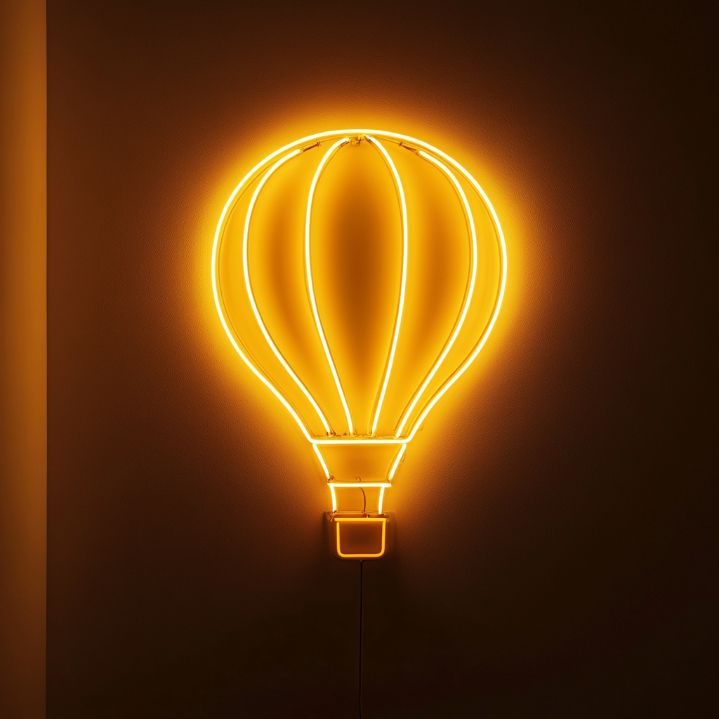 Hot Air Balloon - Yellow Neon Sign, 24 Inches