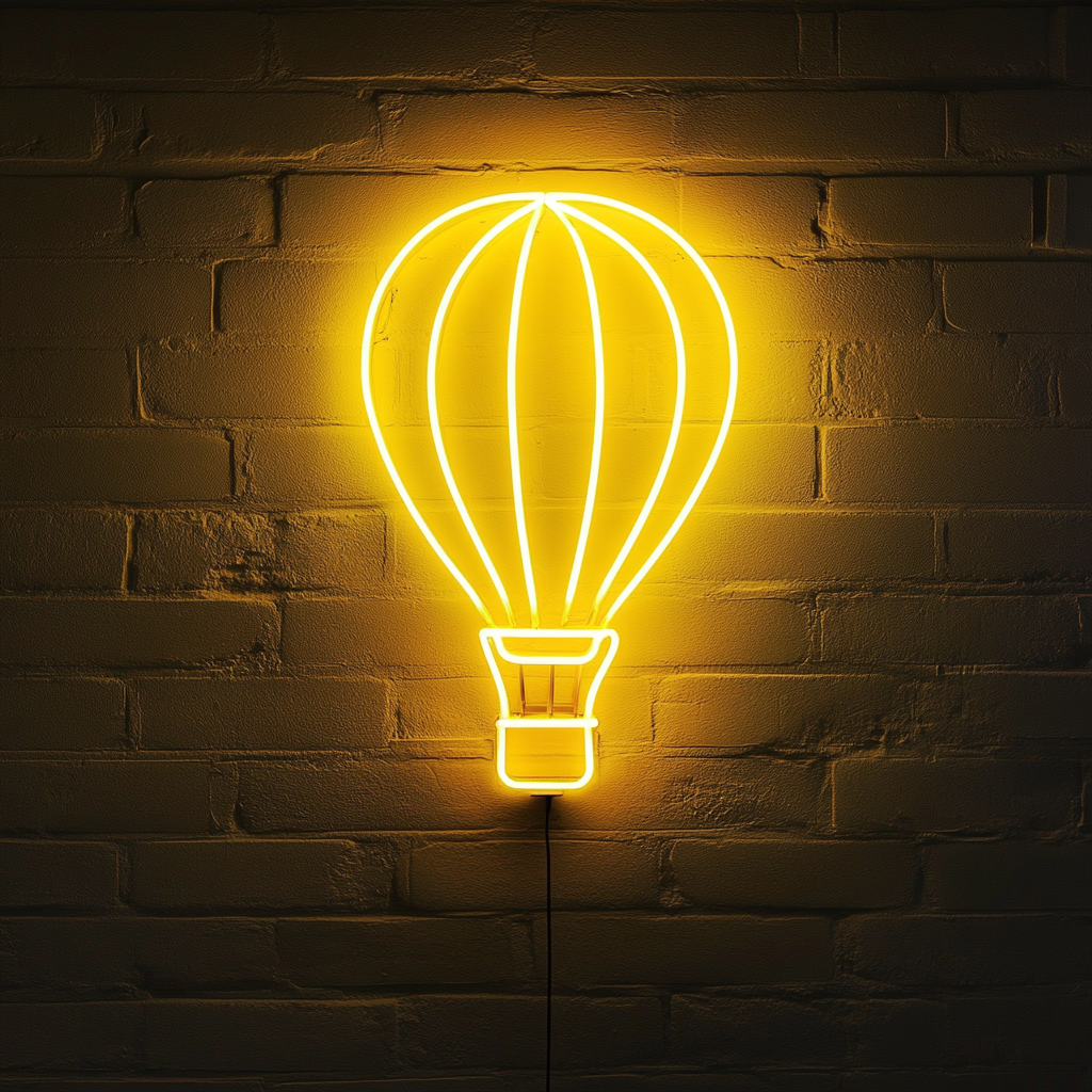 Hot Air Balloon - Yellow Neon Sign, 18 Inches