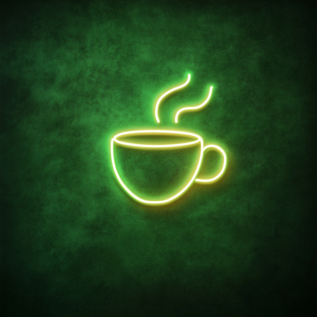 Hot Cup of Tea - Green Neon Sign, 18 Inches