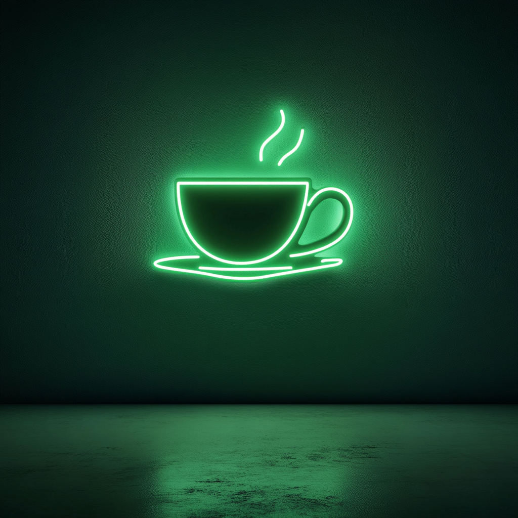 Hot Cup of Tea - Green Neon Sign, 24 Inches