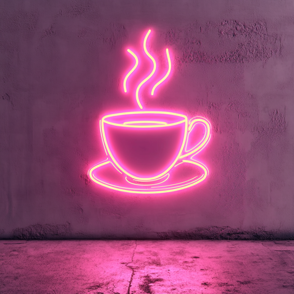 Hot Cup of Tea - Pink Neon Sign, 24 Inches