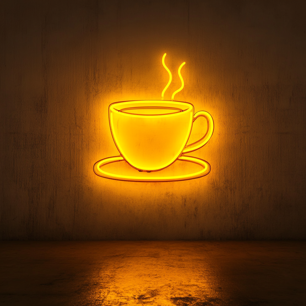 Hot Cup of Tea - Yellow Neon Sign, 18 Inches