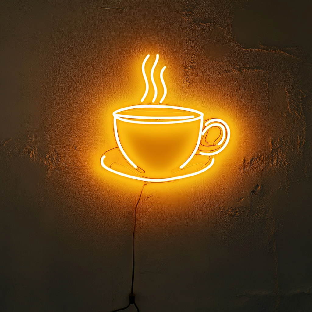 Hot Cup of Tea - Yellow Neon Sign, 24 Inches