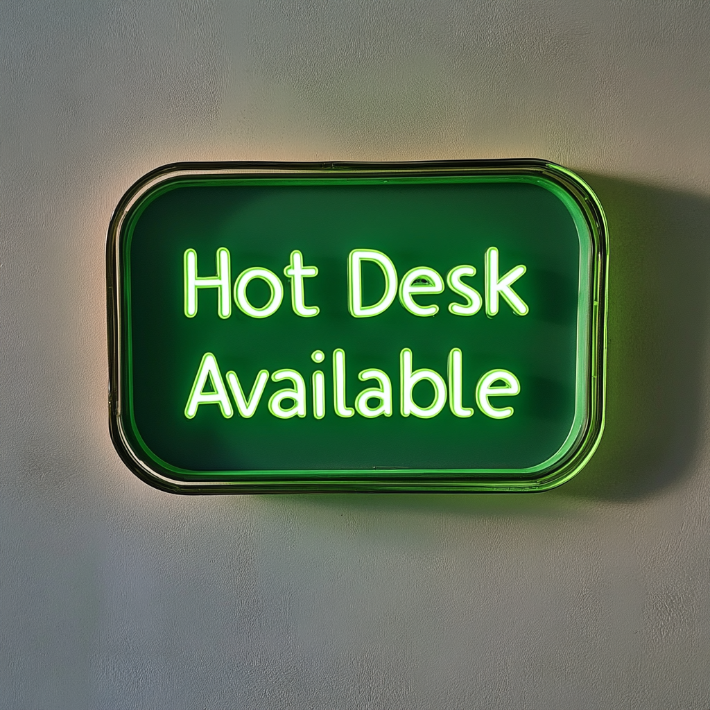 "Hot Desk Available" - Green Neon Sign, 24 Inches