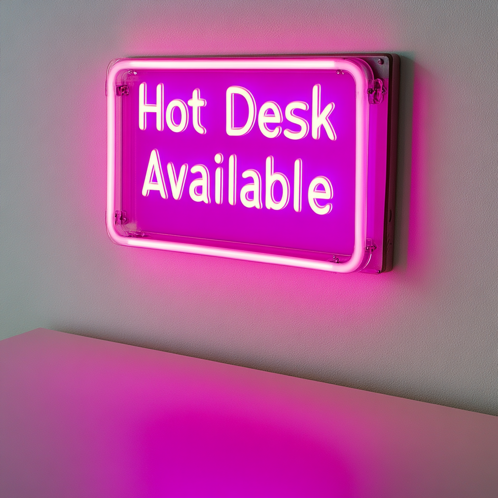 "Hot Desk Available" - Pink Neon Sign, 24 Inches