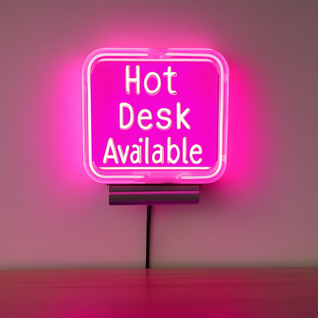 "Hot Desk Available" - Pink Neon Sign, 24 Inches