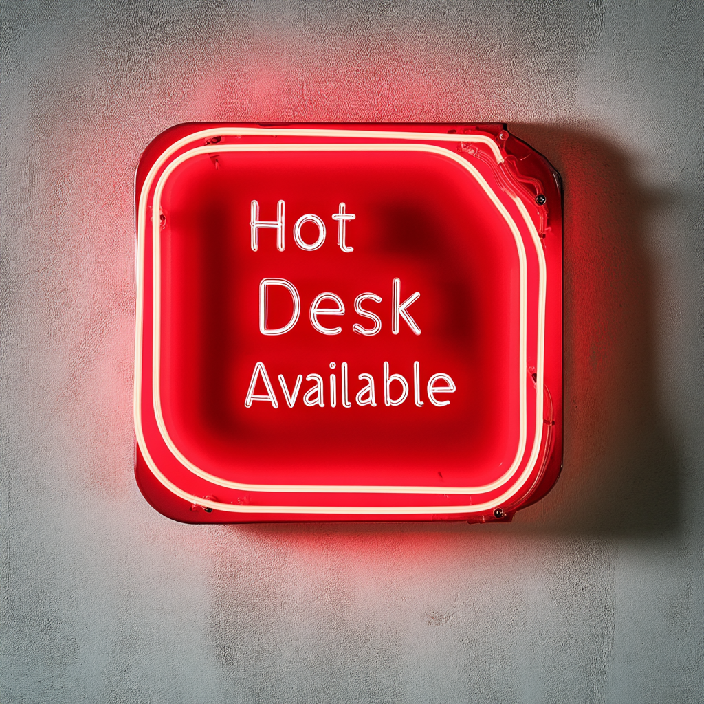 "Hot Desk Available" - Red Neon Sign, 24 Inches