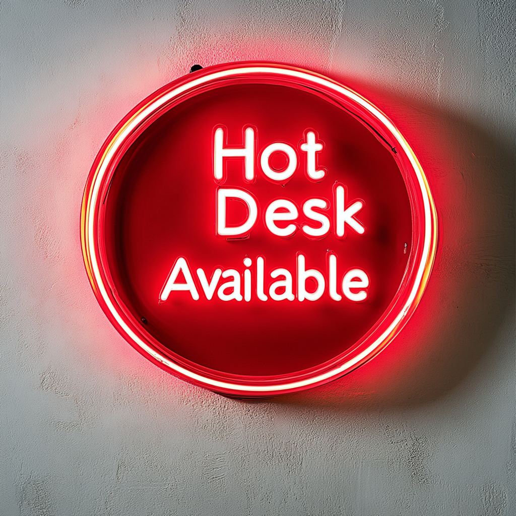 "Hot Desk Available" - Red Neon Sign, 24 Inches