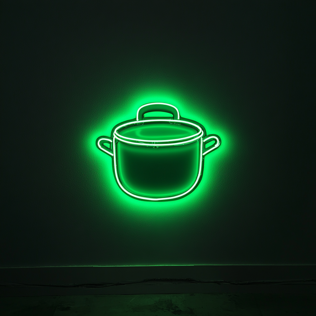 Hot Soup Pot - Green Neon Sign, 24 Inches