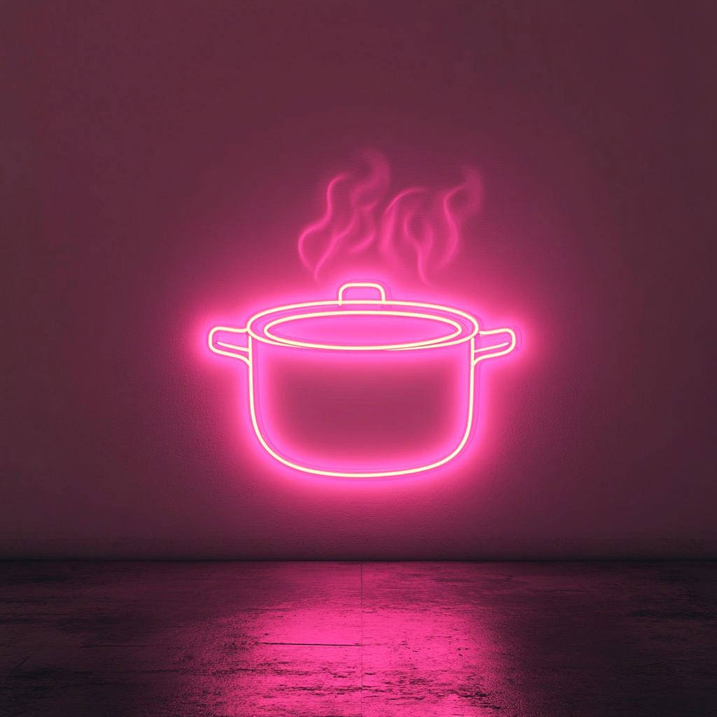 Hot Soup Pot - Pink Neon Sign, 24 Inches