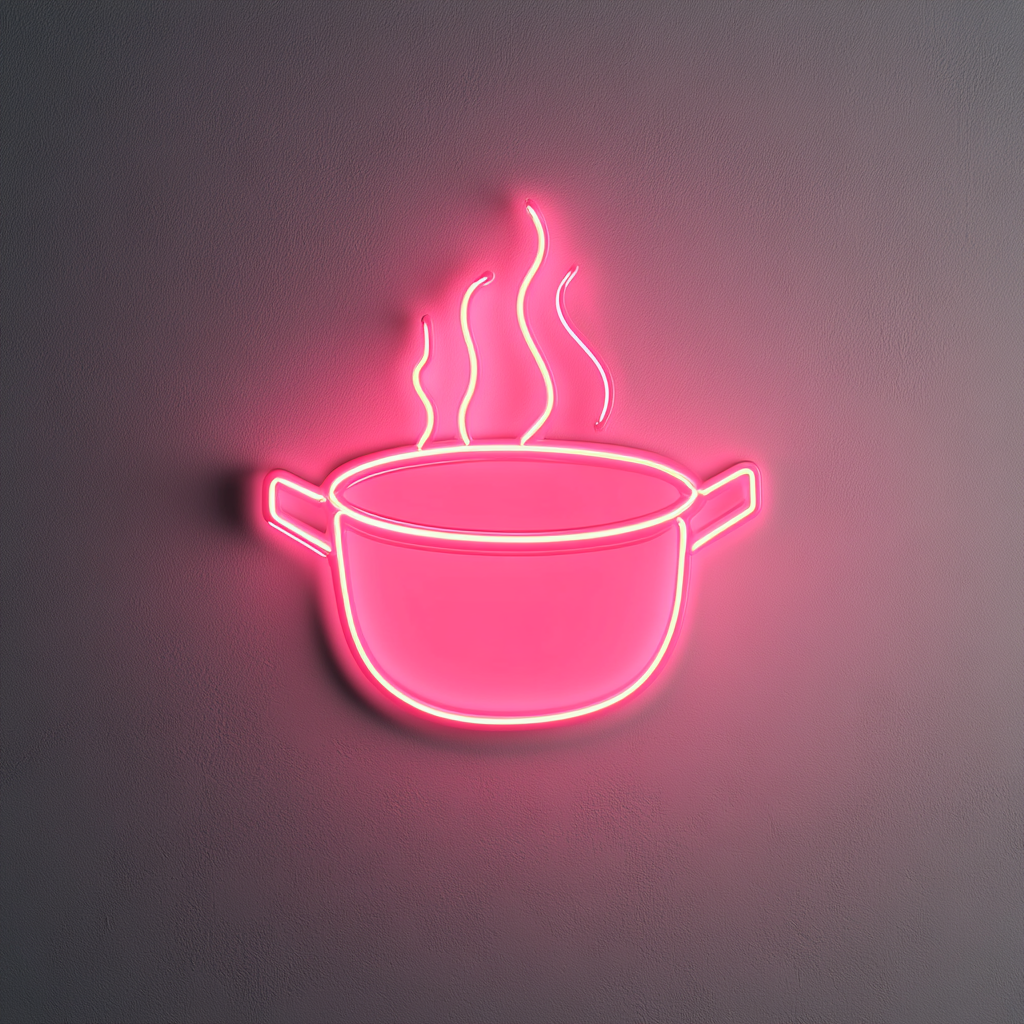 Hot Soup Pot - Pink Neon Sign, 18 Inches