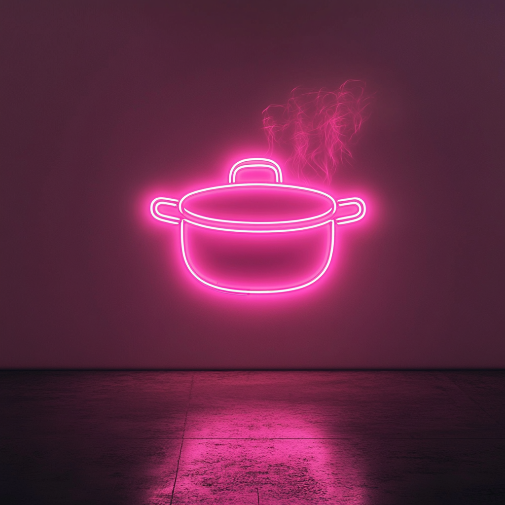 Hot Soup Pot - Pink Neon Sign, 18 Inches