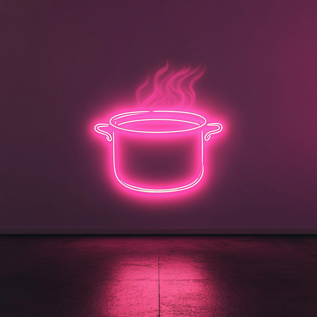 Hot Soup Pot - Pink Neon Sign, 24 Inches