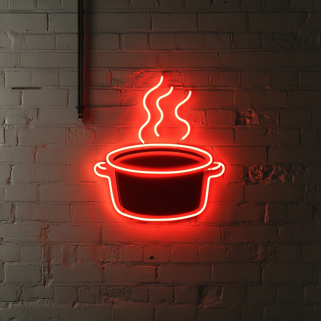 Hot Soup Pot - Red Neon Sign, 24 Inches
