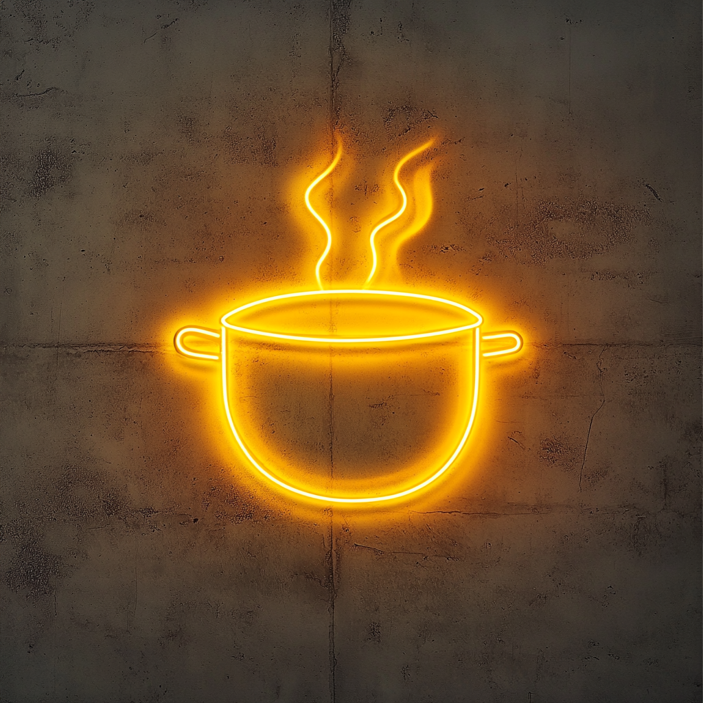 Hot Soup Pot - Yellow Neon Sign, 18 Inches
