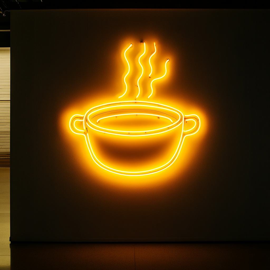 Hot Soup Pot - Yellow Neon Sign, 18 Inches