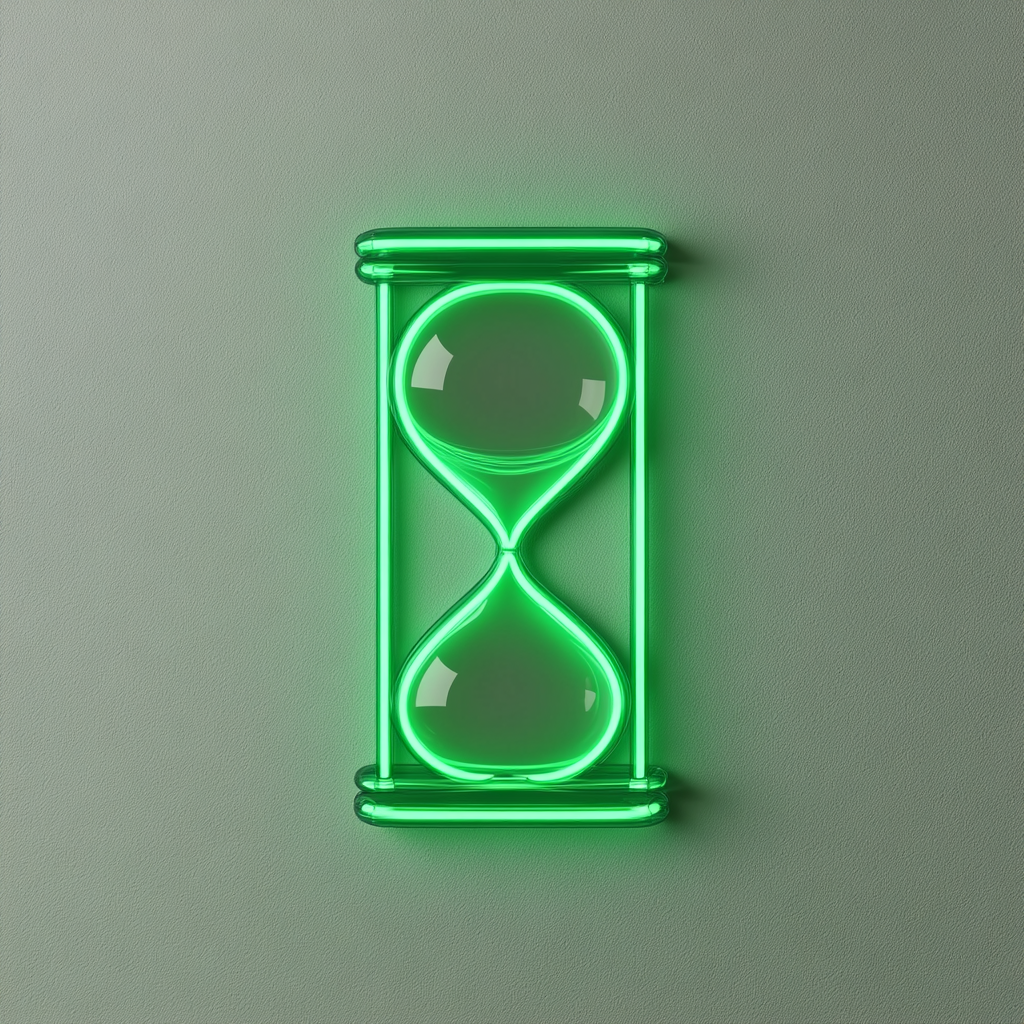 Hourglass - Green Neon Sign, 24 Inches