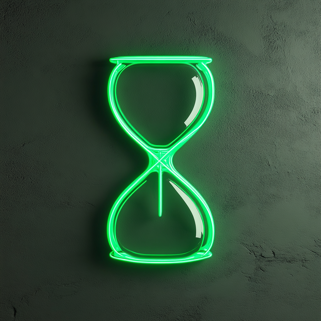 Hourglass - Green Neon Sign, 24 Inches