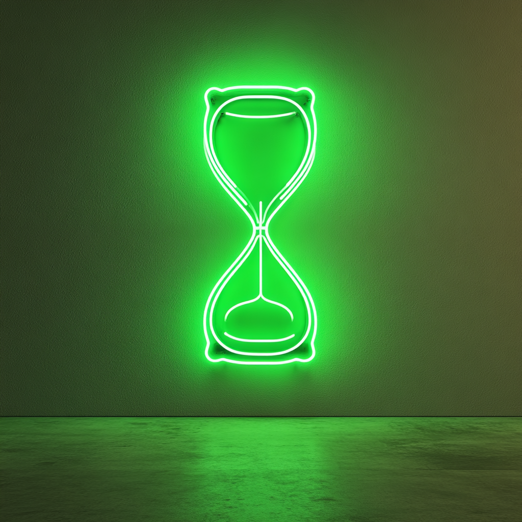 Hourglass - Green Neon Sign, 18 Inches