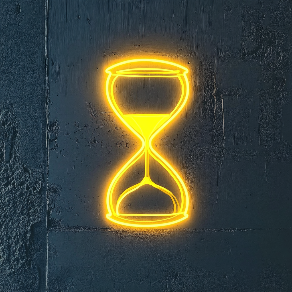 Hourglass - Yellow Neon Sign, 18 Inches