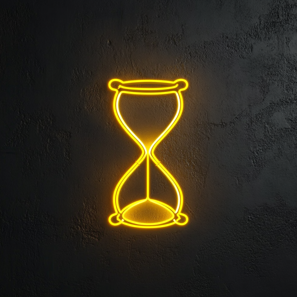 Hourglass - Yellow Neon Sign, 18 Inches