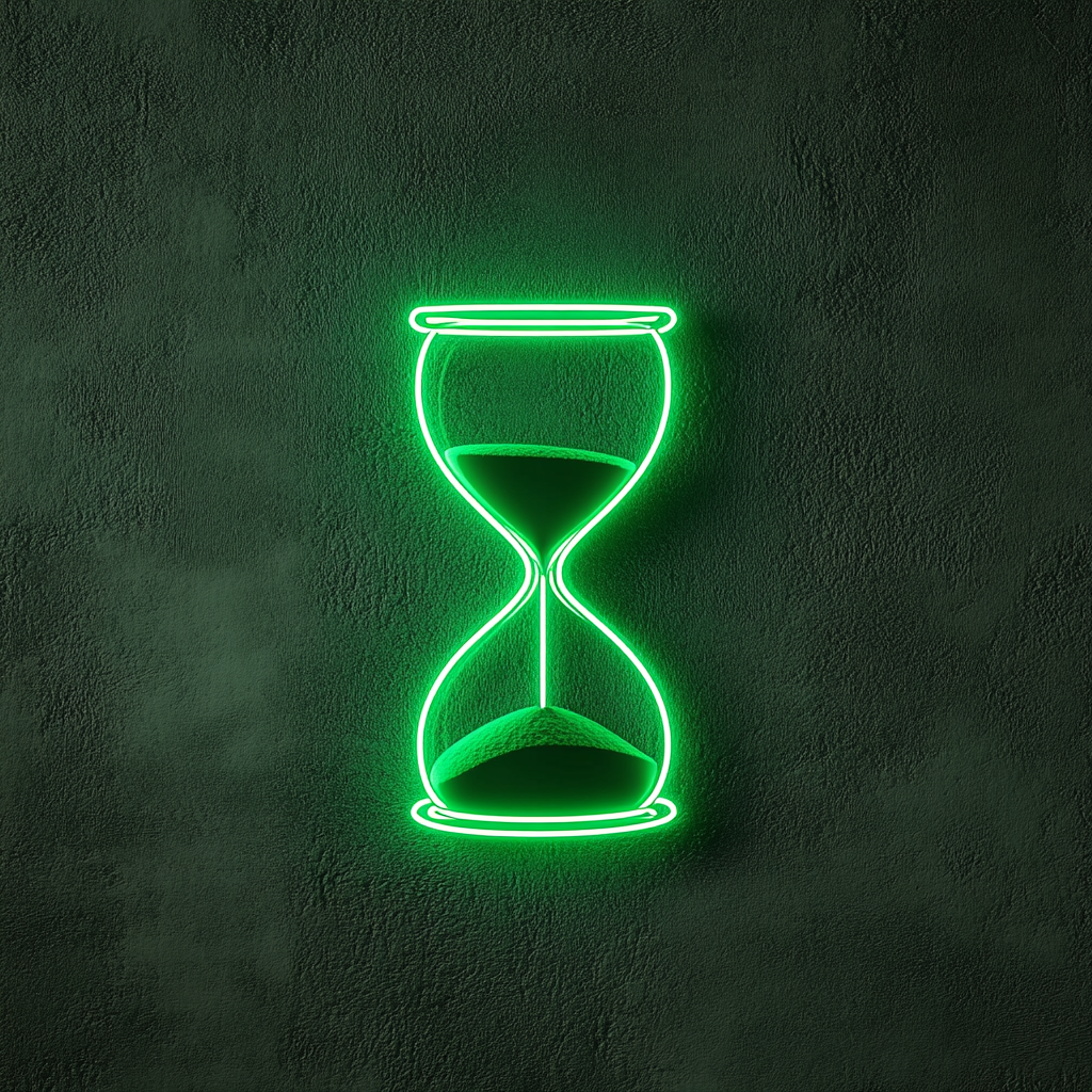 Hourglass with Sand - Green Neon Sign, 24 Inches
