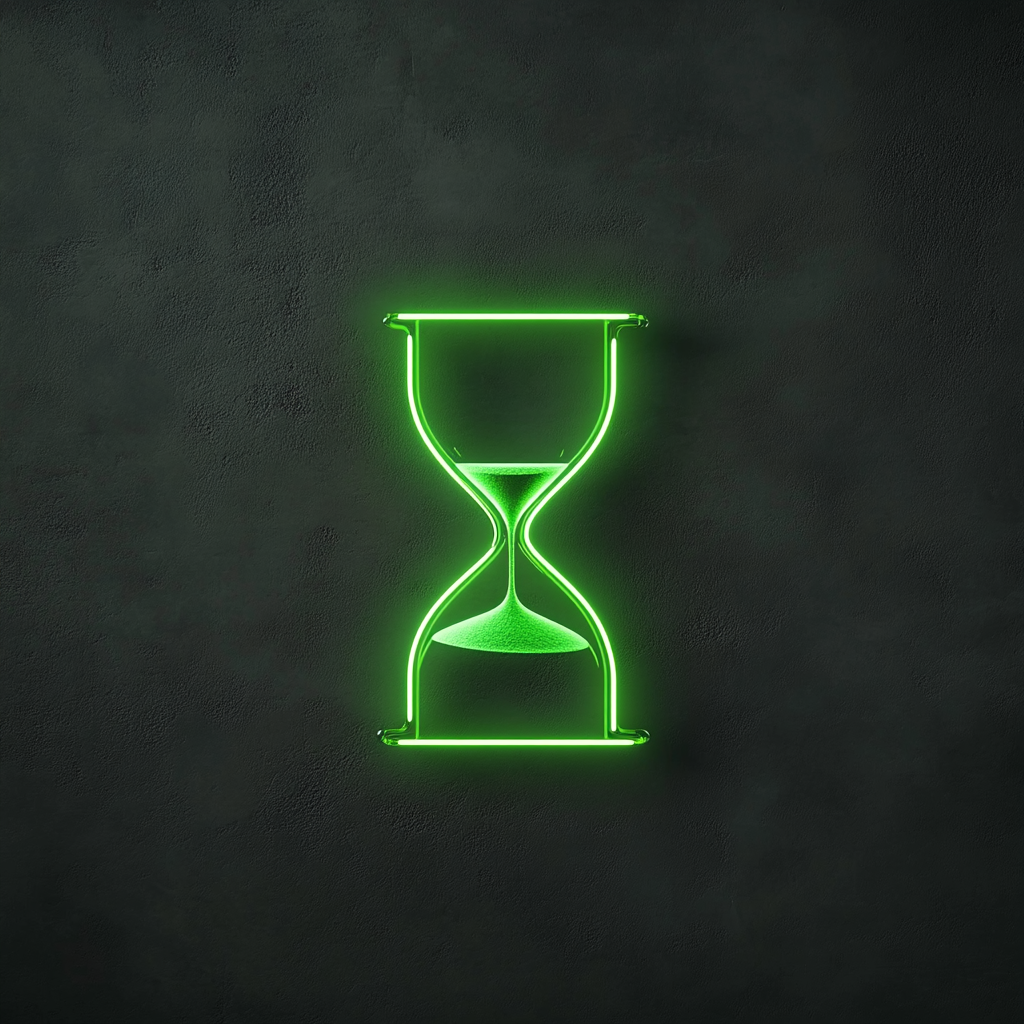 Hourglass with Sand - Green Neon Sign, 24 Inches