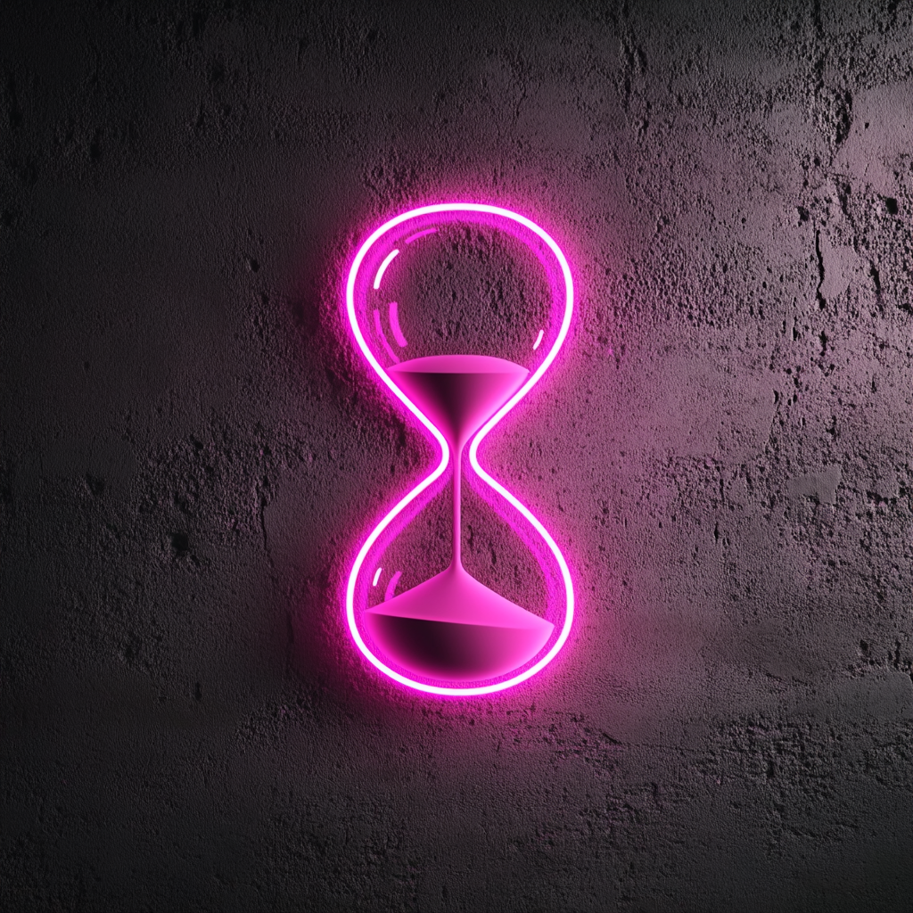 Hourglass with Sand - Pink Neon Sign, 24 Inches