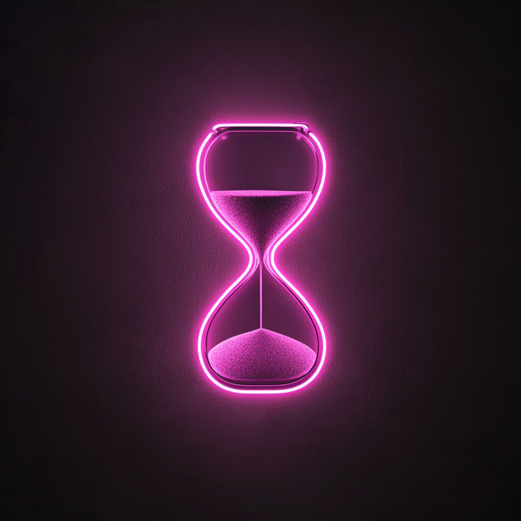 Hourglass with Sand - Pink Neon Sign, 18 Inches