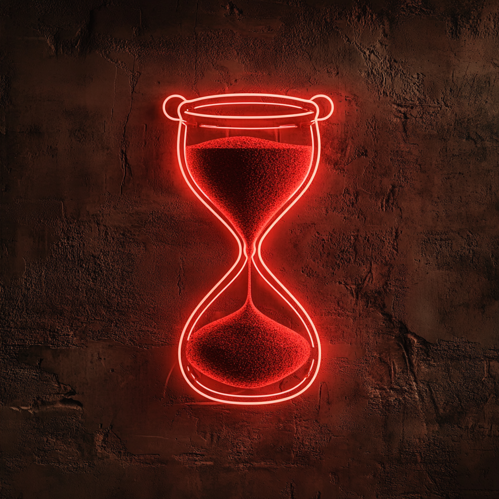 Hourglass with Sand - Red Neon Sign, 18 Inches