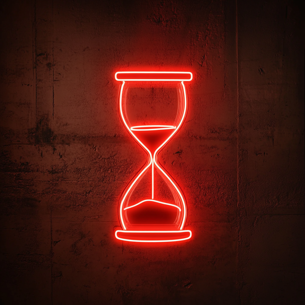 Hourglass with Sand - Red Neon Sign, 18 Inches