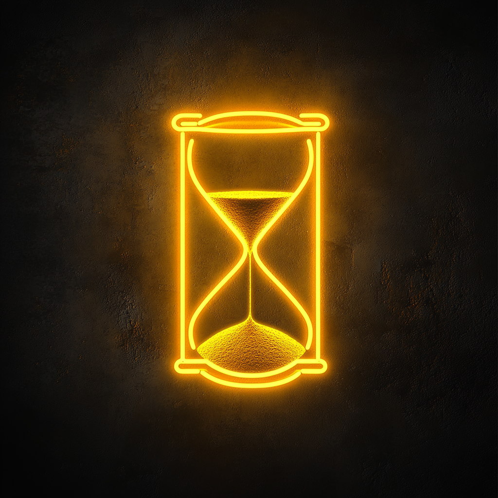 Hourglass with Sand - Yellow Neon Sign, 18 Inches