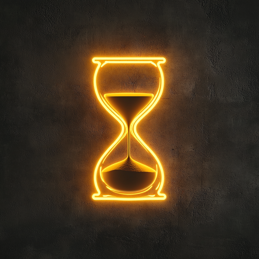 Hourglass with Sand - Yellow Neon Sign, 18 Inches