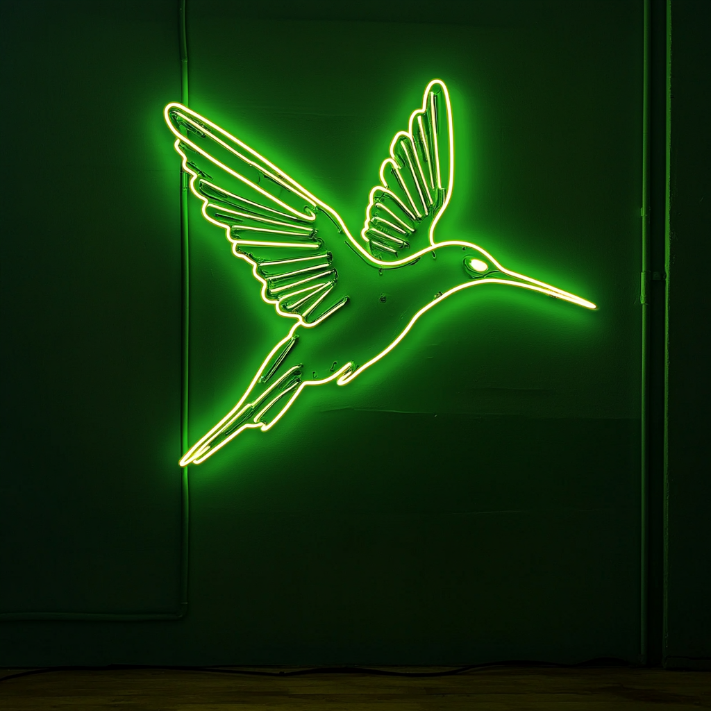 Hummingbird - Green Neon Sign, 24 Inches