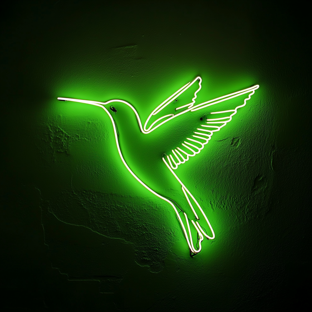 Hummingbird - Green Neon Sign, 18 Inches