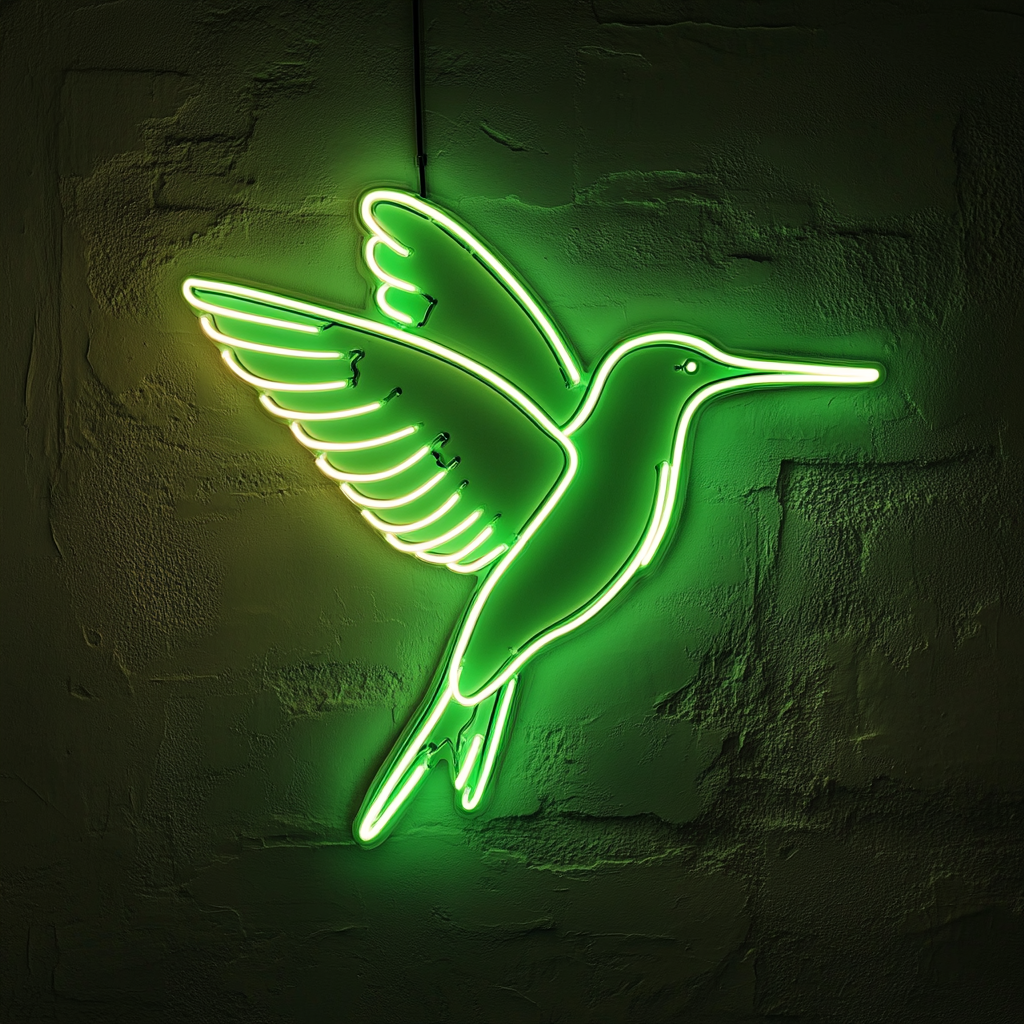 Hummingbird - Green Neon Sign, 18 Inches