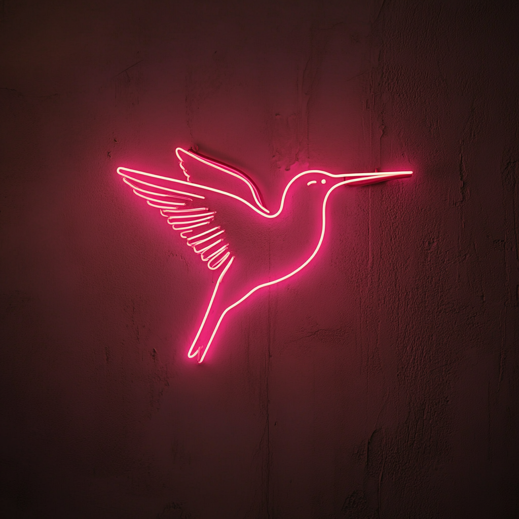Hummingbird - Pink Neon Sign, 18 Inches
