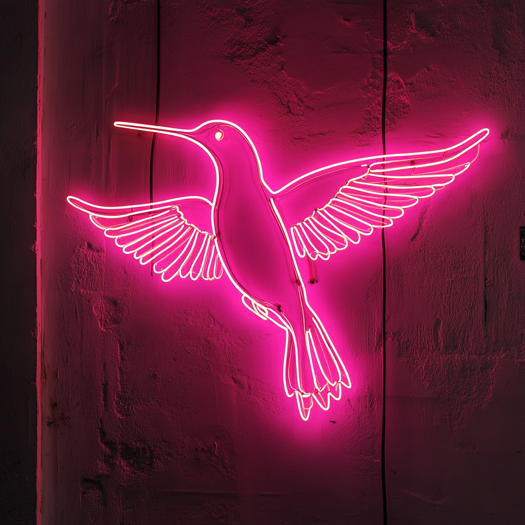 Hummingbird - Pink Neon Sign, 24 Inches